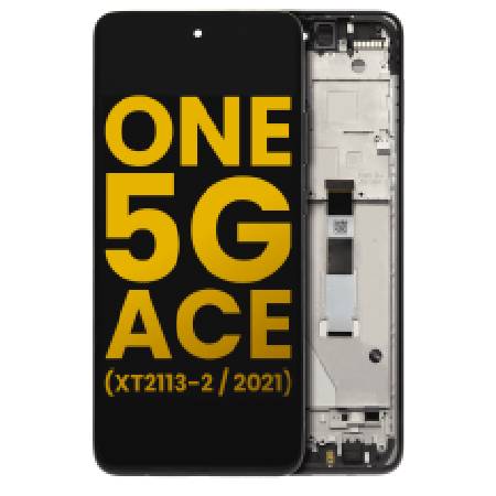 LCD Assembly With Frame Compatible For Motorola One 5G Ace (XT2113-2 / 2021) (Refurbished) (Volcanic Gray)