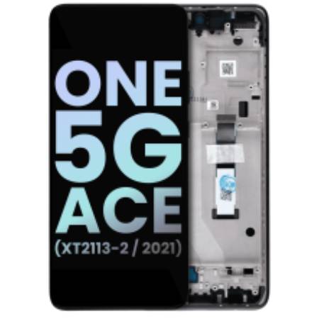 LCD Assembly With Frame Compatible For Motorola One 5G Ace (XT2113-2 / 2021) (Genuine OEM) (Volcanic Grey)